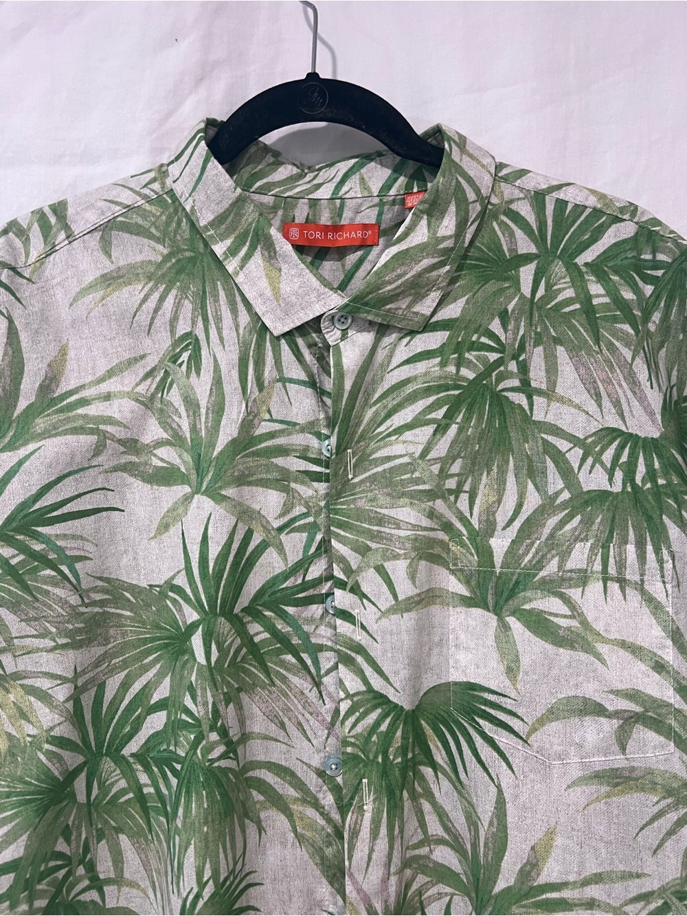 Tori Richard Hawaiian Shirt 2XL Palm Leaf Print Made in Hawaii 100% Cotton Lawn